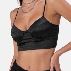 Black Satin Crop Top by adika (xs)
